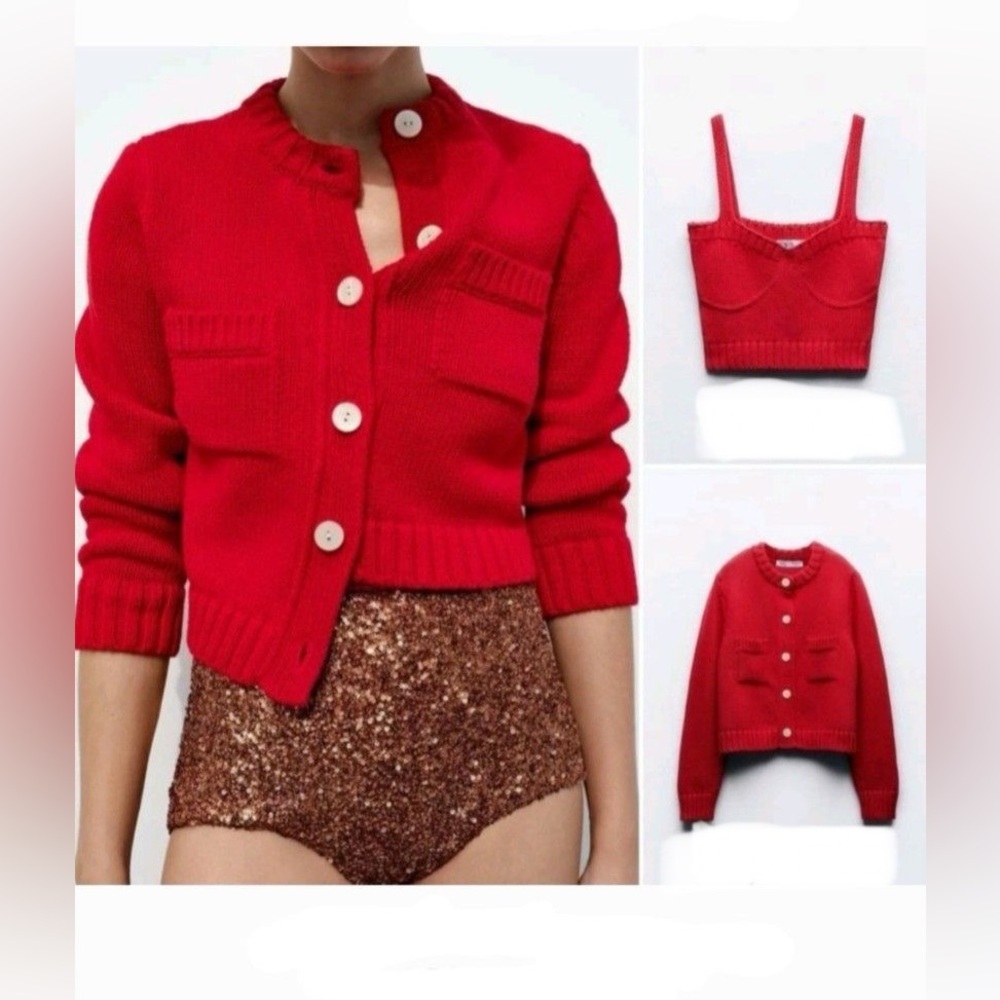 Zara Red Women's Knit Sweater tank only- Small